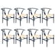 image 1 of Nicholas Winter Beech Wooden Scandi Danish Style Dining Chairs - Blue - Pack of 8 - Solid Wood Chair Armchair Dining Chair Club Chair Side Chair Blue