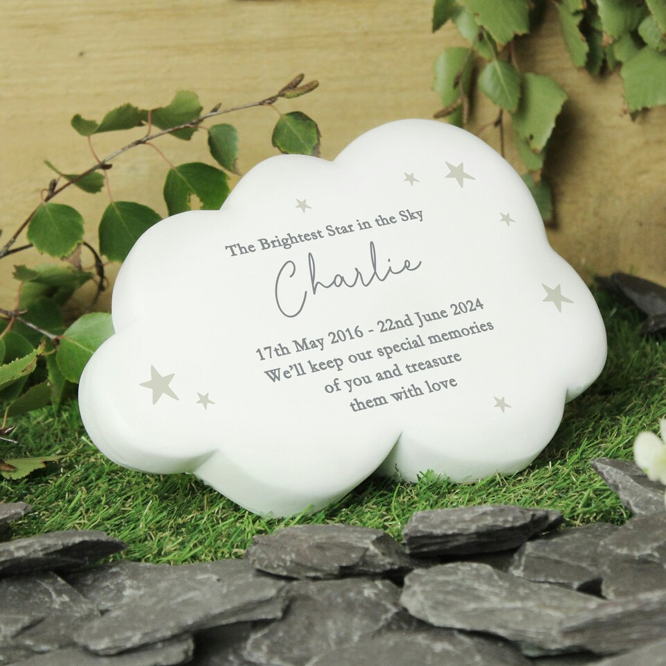 image 1 of Personalised Cloud Resin Memorial Garden Ornament