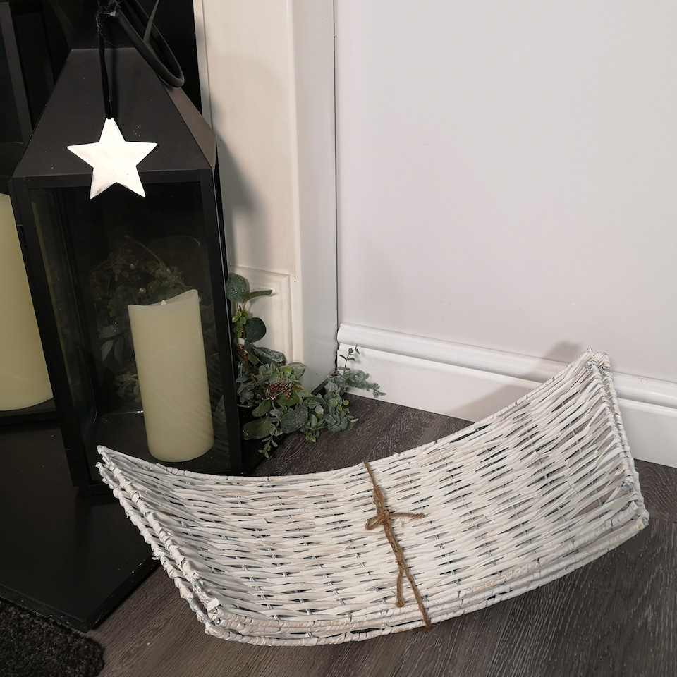 image 1 of 48/70cm Samuel Alexander KD Willow Christmas Tree Skirt Wicker Rattan- Large White Wash