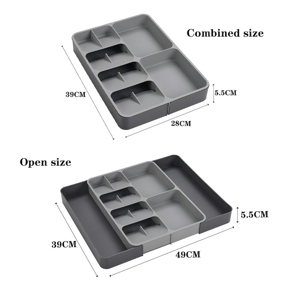 image 1 of Living and Home Expandable 12-Compartment Cutlery Tray Drawer Organizer