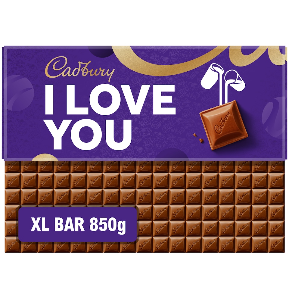image 1 of Cadbury Dairy Milk I Love You Chocolate Gift Bar 850g