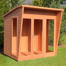 Highclere 8 x 6 Feet Double Door with Three Windows Summerhouse Brown