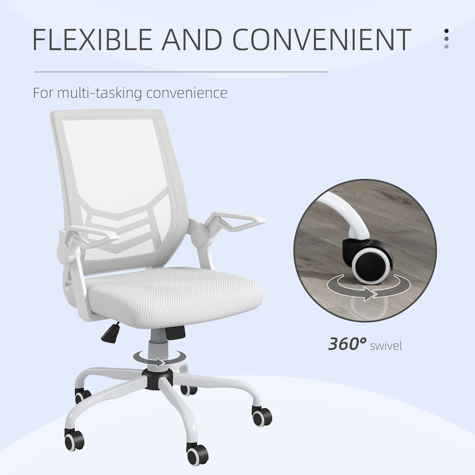 image 1 of Vinsetto Mesh Swivel Office Chair Task Computer Chair w/ Lumbar Support, White