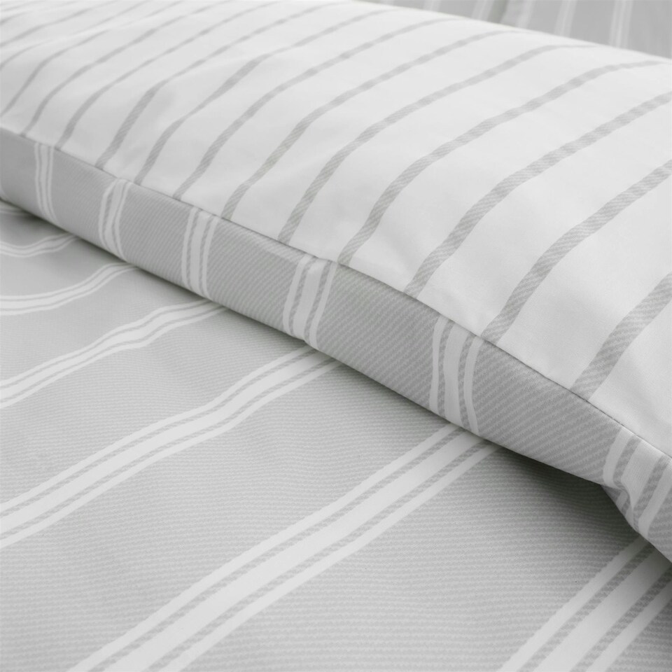 image 1 of Bianca Ashford Stripe Silver Duvet Cover Set Grey | Super King