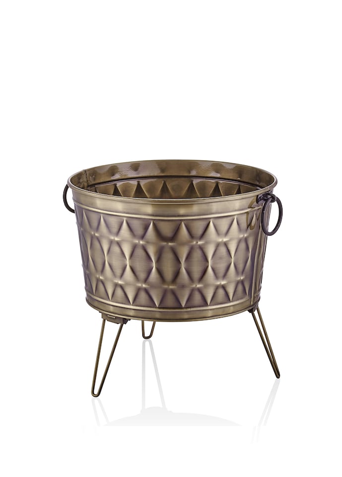 image 1 of Prizma Collection Foldable Gold Plant Pot - 45 cm (H) x 43 cm (Dia)