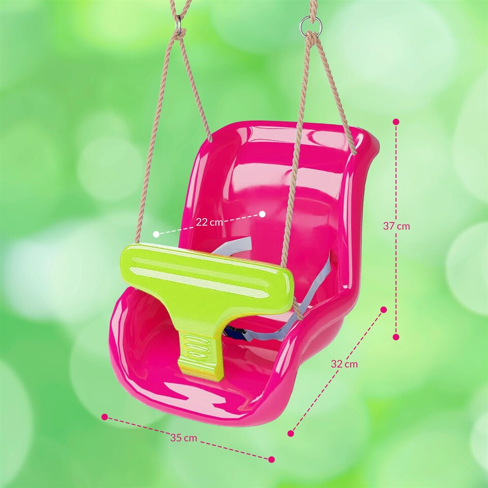 image 1 of The Magic Toy Shop Pink Toddler Swing Chair Adjustable Kids Outdoor Playground Swing Seat