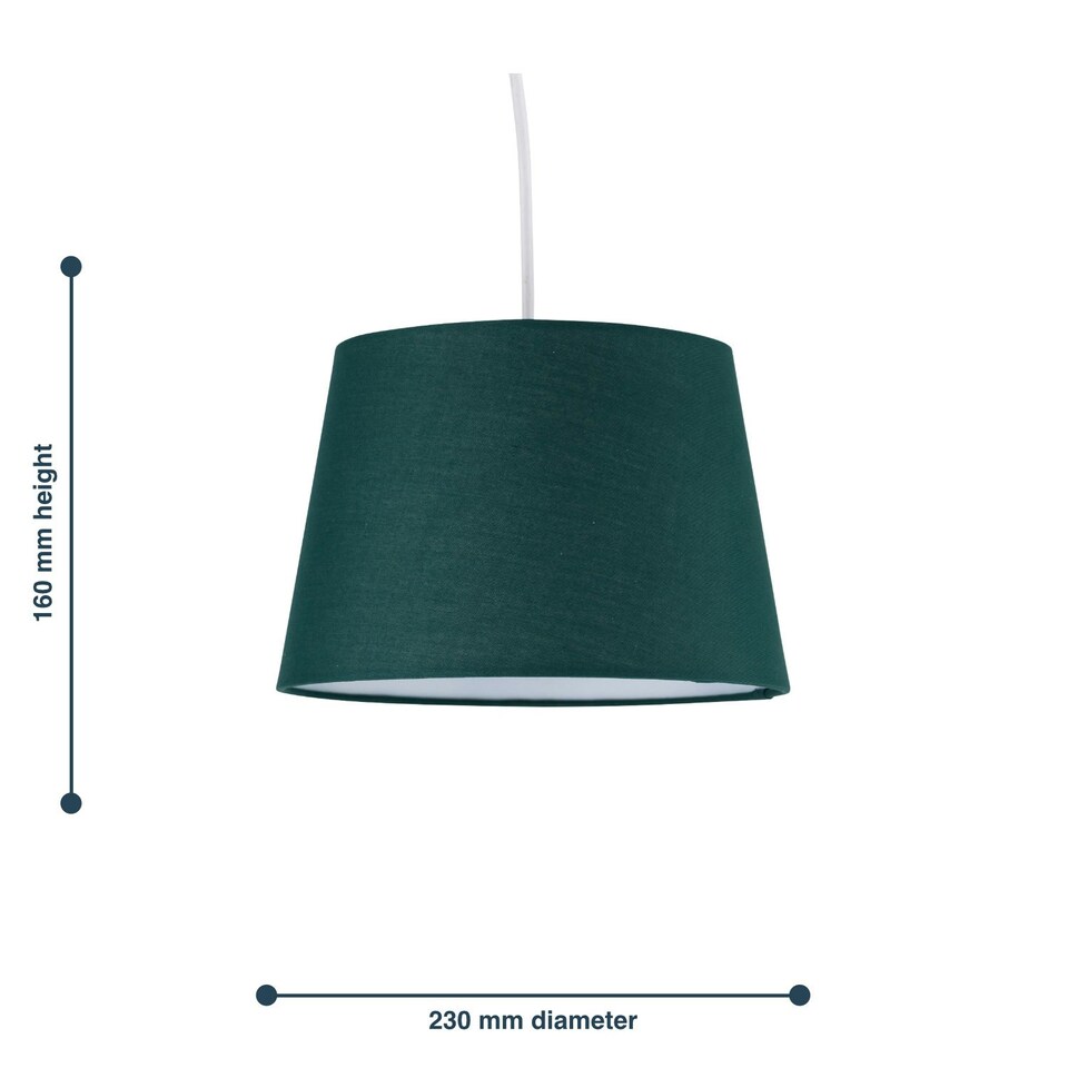 image 1 of Set of 2 Dark Green 23cm Tapered Cylinder Pendant or Lamp Shades Green