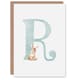 image 1 of Greeting Card Bunny Rabbit Alphabet Letter R New Baby 1st Birthday