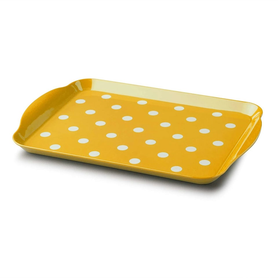 image 1 of Melamine Dotty Tray, Small Yellow | Mustard