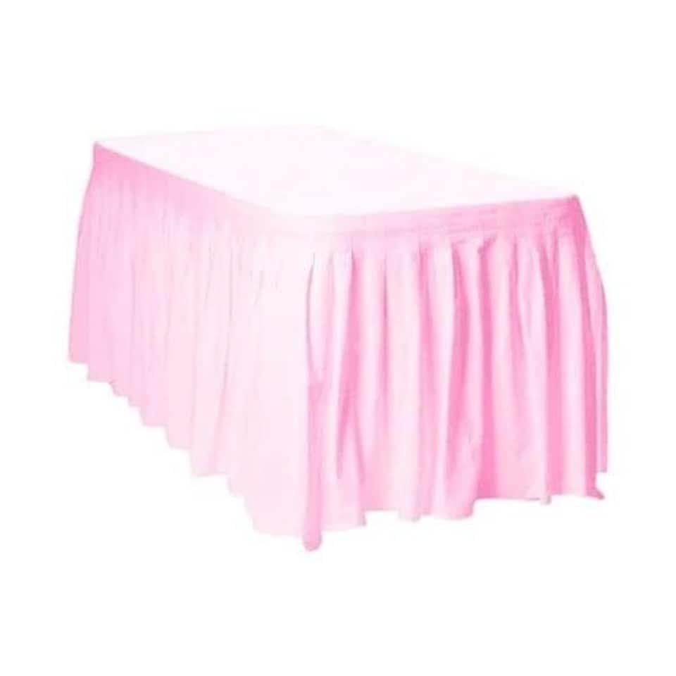 Lovely Pink Plastic Table Skirt - 426cm x 73cm