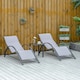 image 2 of Outsunny 3 Pieces Lounge Chair Set Garden Sunbathing Chair w/ Table Light Grey