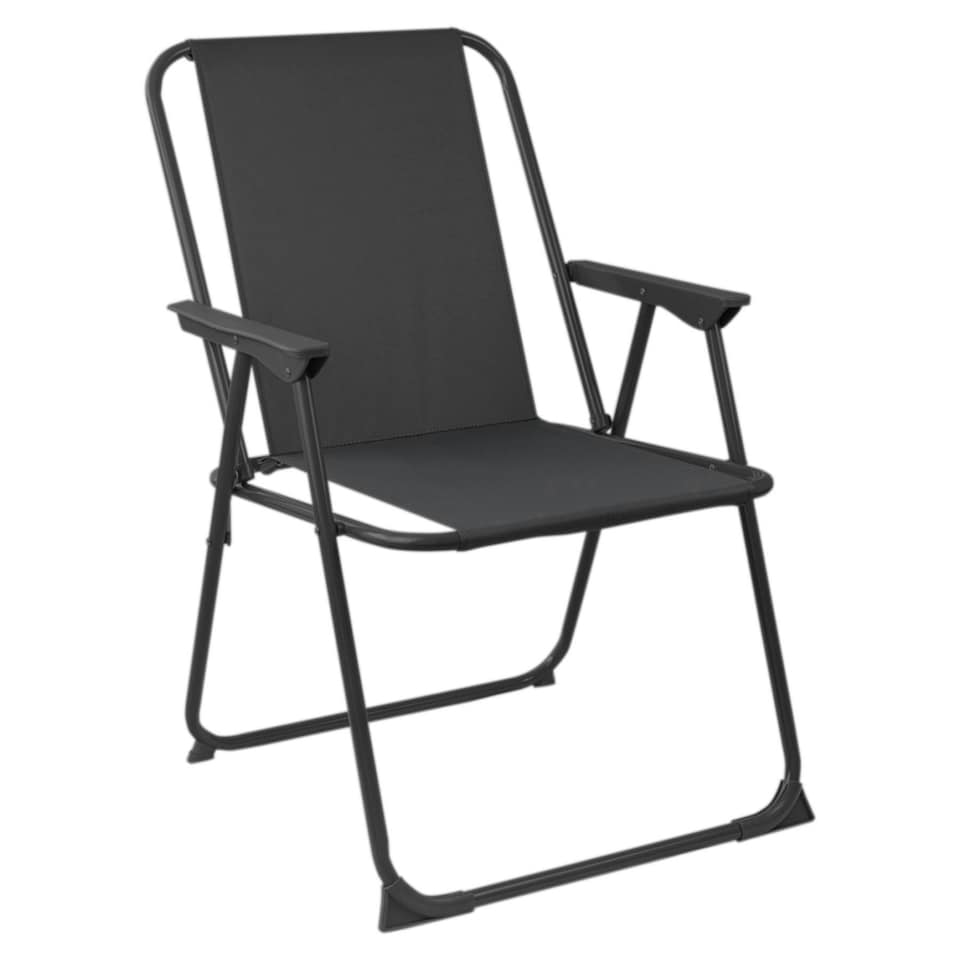 image 1 of Harbour Housewares 6x Folding Metal Beach Chairs - Black - Folding Chair Camping Chair Outdoor Chair Beach Chair Deck Chair