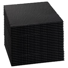 Argon Tableware Square Slate Placemats - 33cm - Pack of 24 | Black | Natural
