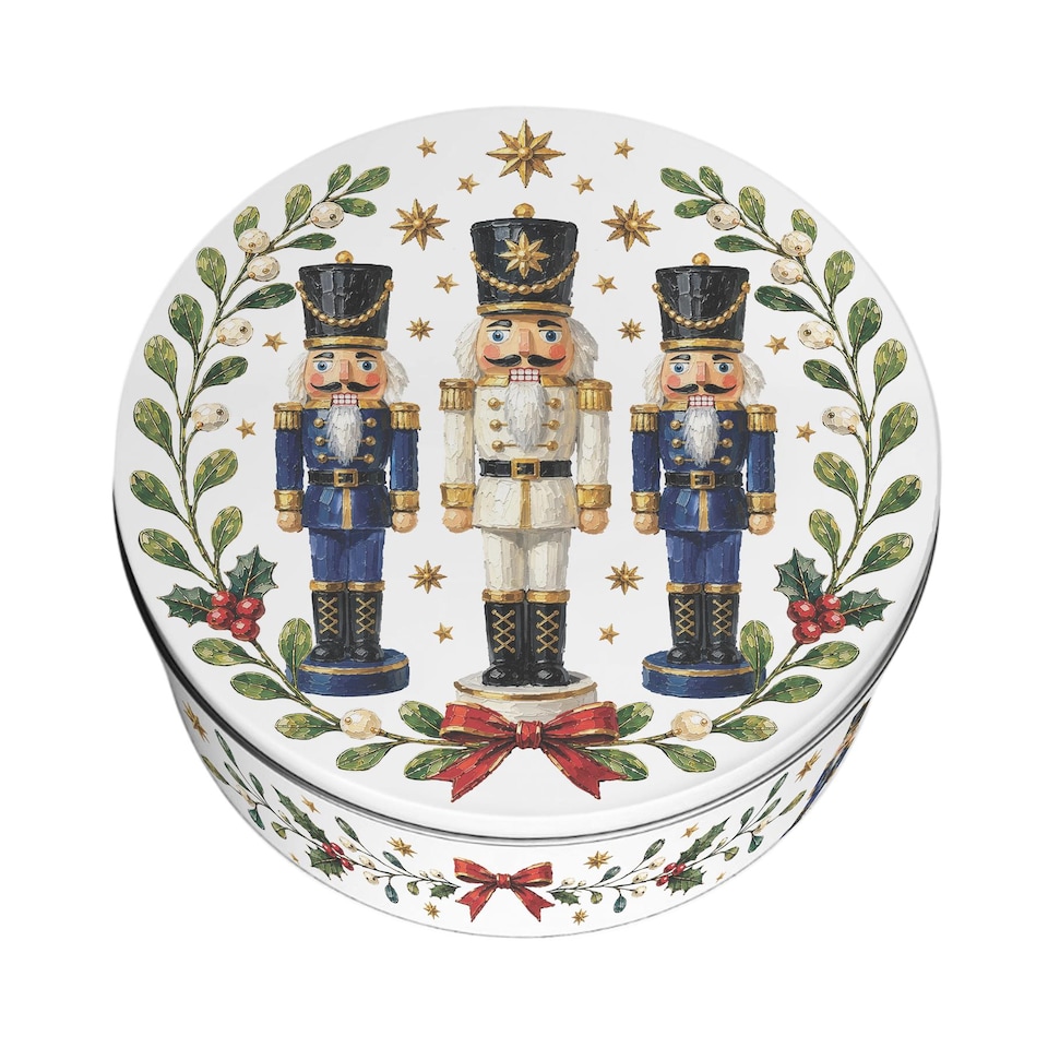 image 1 of Festive Nutcrackers Large Round Christmas Cake Tin