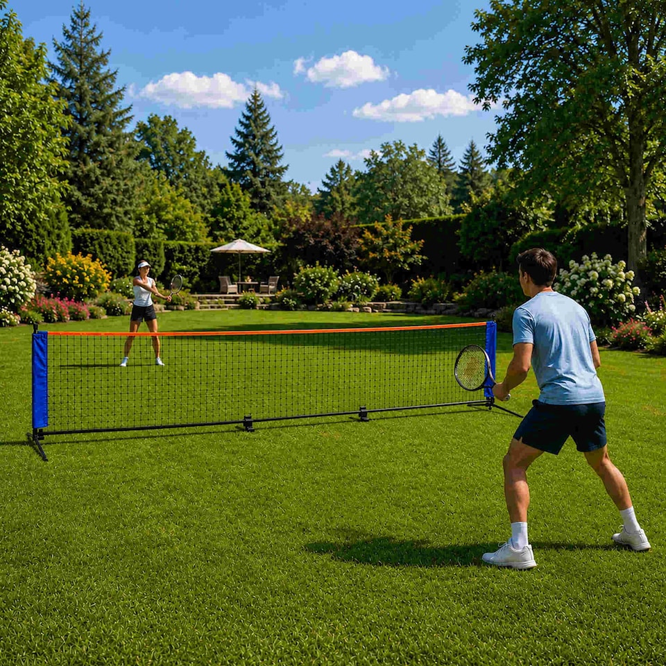 image 1 of Large 5m Adjustable Foldable Badminton Tennis Volleyball Net