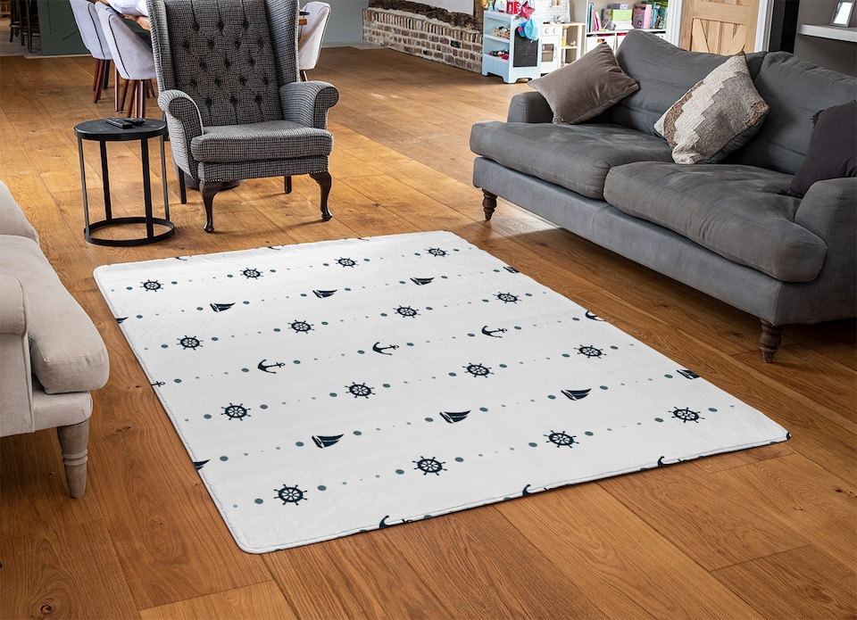 image 1 of Anchor Wheel Sailboat Rug | Multi