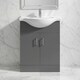 image 3 of Balterley Modern Floor Standing Bathroom 2 Door Vanity and Round Basin Unit - Soft Close Doors | Grey | Satin Dark Grey