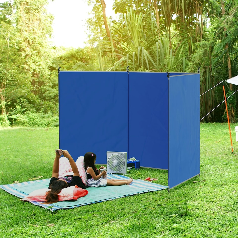 image 1 of Outsunny Camping Windbreak Portable Wind Blocker Privacy Wall, 4.5m x 1.5m