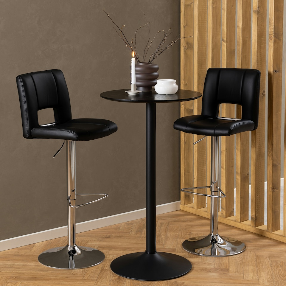 image 1 of Ibiza Tall Round Bar Table with Black Ash Top and Matt Black Base