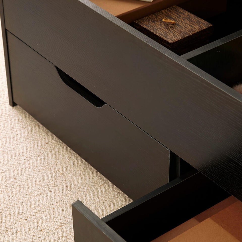 image 1 of Wooden Coffee Table With Lift Up Top and 2 Large Storage Drawers Bruges | Black