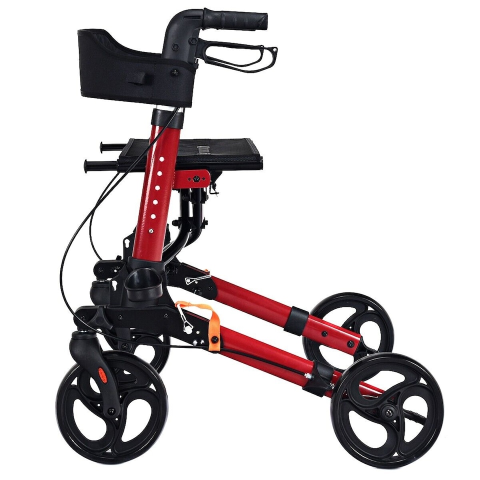 image 1 of COSTWAY Folding Rollator Walker Aluminium Mobility Aid Red | Red