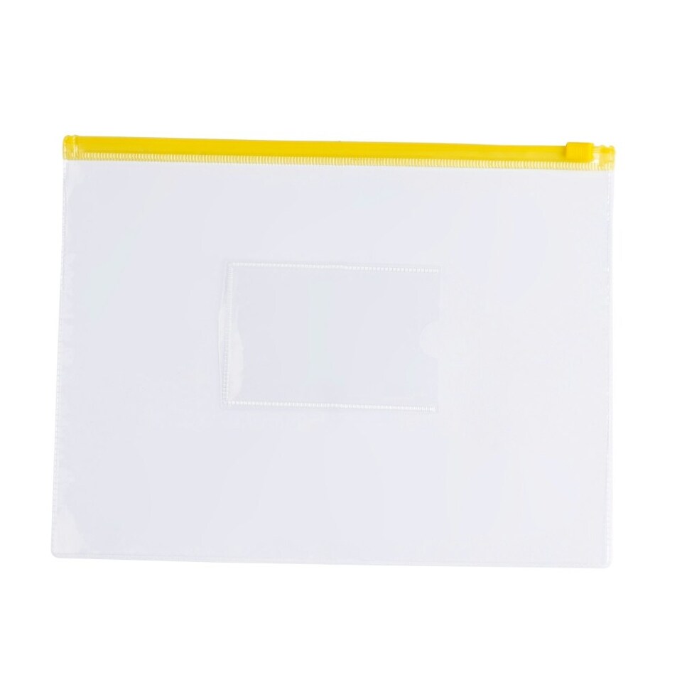 image 1 of Pack of 12 A5 Clear Zippy Bags with Yellow Zip