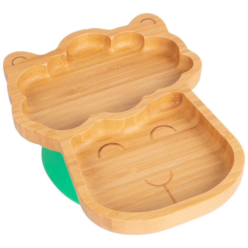 image 1 of Tiny Dining Children's Bamboo Suction Llama Plate - Green