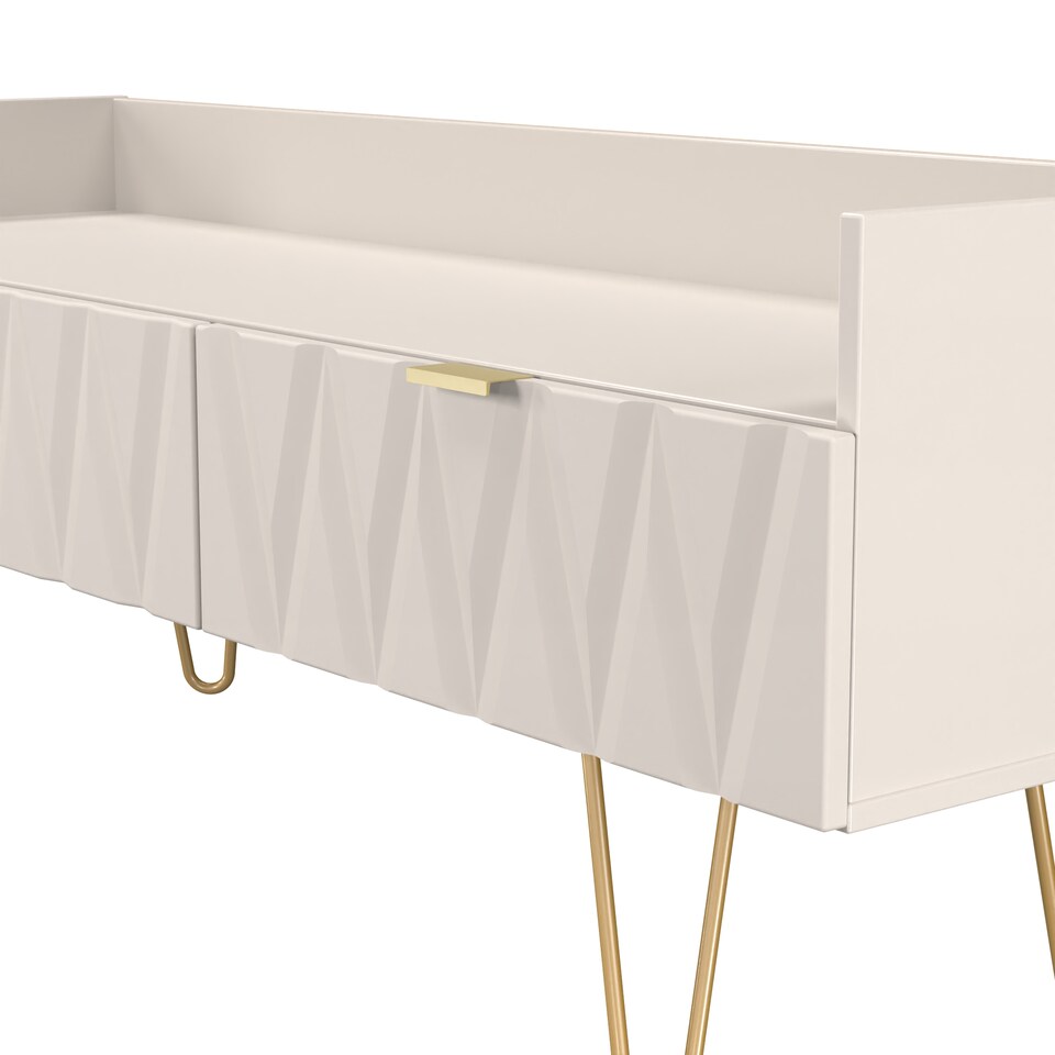image 1 of Dallas 2 Drawer TV Console Unit in Kashmir Matt (Ready Assembled) | Cream | Kashmir Matt