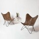 image 8 of Homescapes Brown Leather Diamond Butterfly Chair Brown
