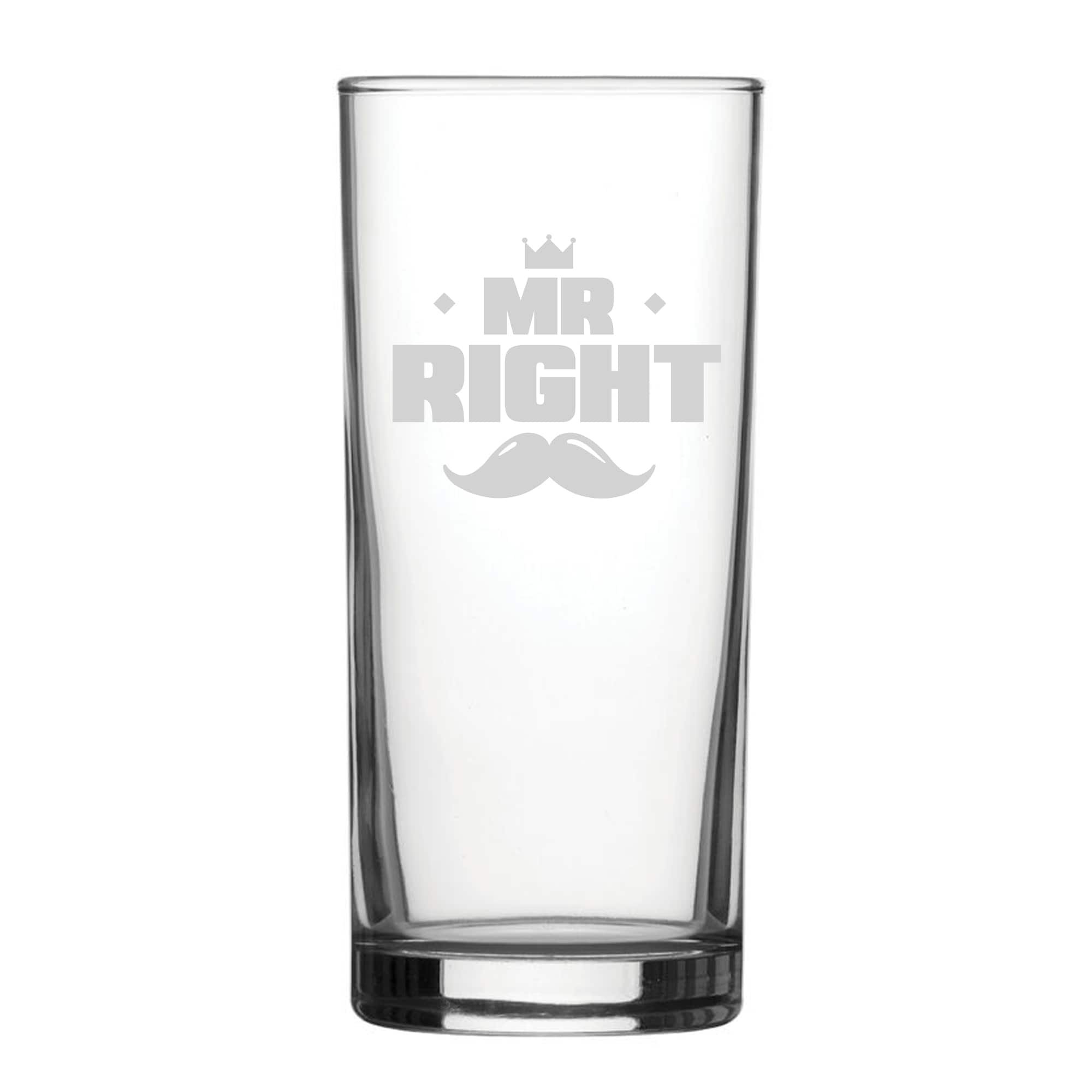 Personalised Mr Right Engraved Novelty Hiball Glass Wedding Gift