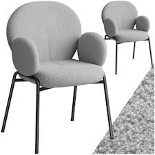 Dining Chair - Boucle cover, plush padding, high backrest - Set of 2 Grey | Light Grey
