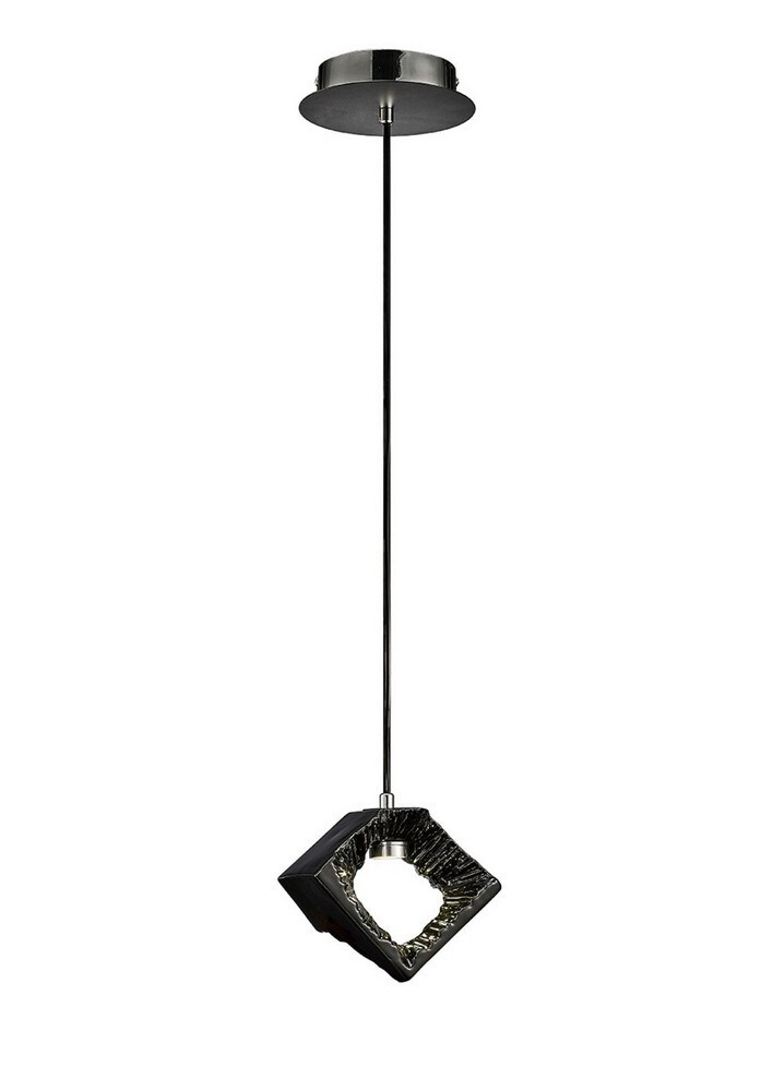 Netlighting Salvio Ceramic Square Sculpture Pendant 1 x 3W LED Chrome Black