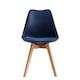 image 2 of Set of 6 Dining Chairs with Solid Wooden Legs and Seat Cushion Pads in Blue - Eva by MCC