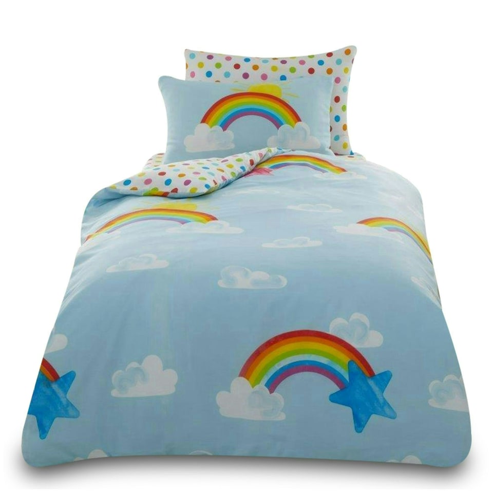 image 1 of VELVETIO Sunny Rainbow Duvet Cover Set Luxury Kids Printed Beddings Multi | Double