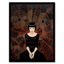Arachnophilia Oil Red Woman Arachnid Spider Black Framed Wall Art Print A4