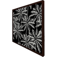 White palm trees on black (Picture Frame) Brown | M