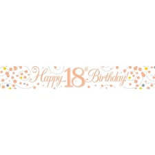 Happy 18th Birthday Rose Gold Holographic Foil Banner 2.7m