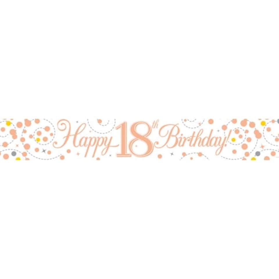 Happy 18th Birthday Rose Gold Holographic Foil Banner 2.7m