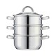 image 1 of Cooks Professional 3 Tier Stainless Steel Steamer Pan - Suitable for All Hobs Inc Induction - Dishwasher Safe - 18cm Diameter