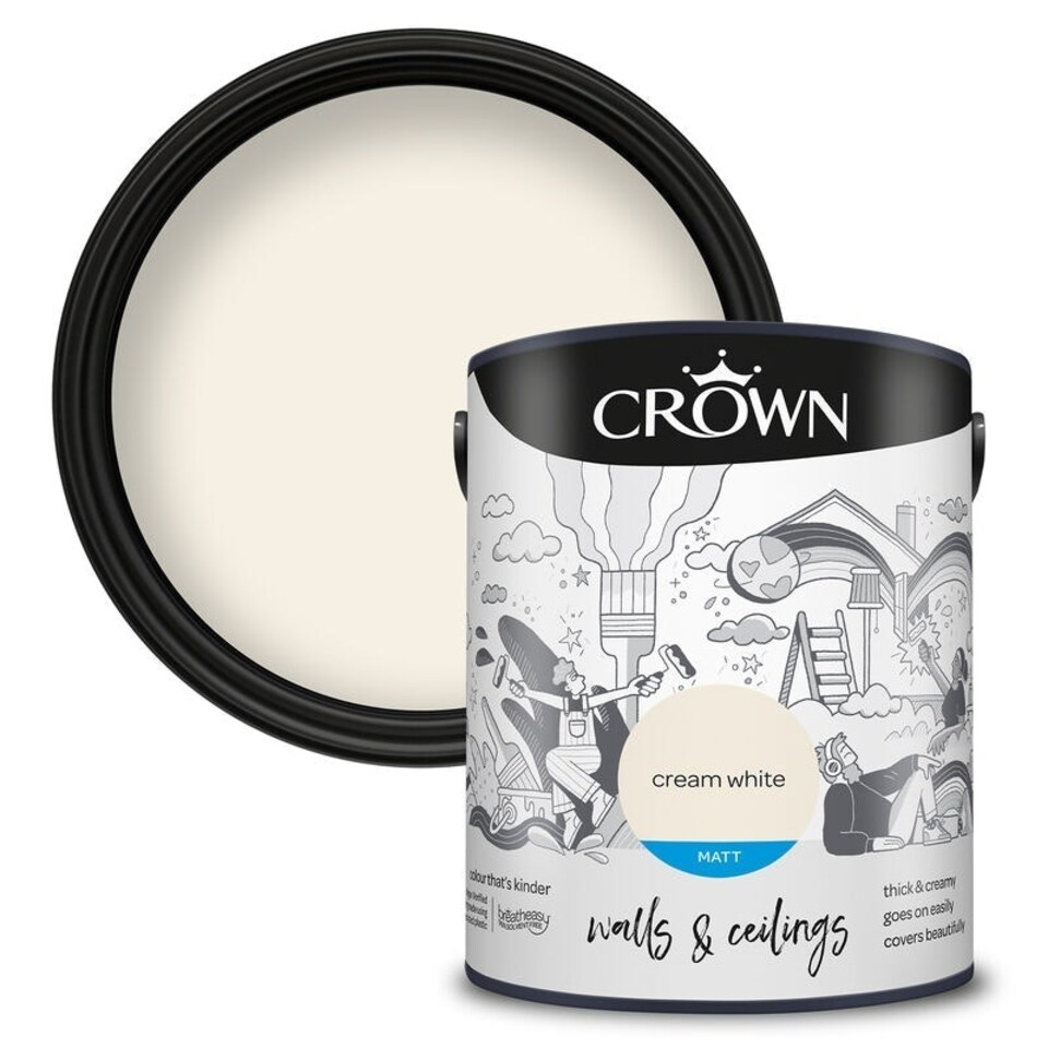 image 1 of Crown Matt Emulsion Cream White 5L