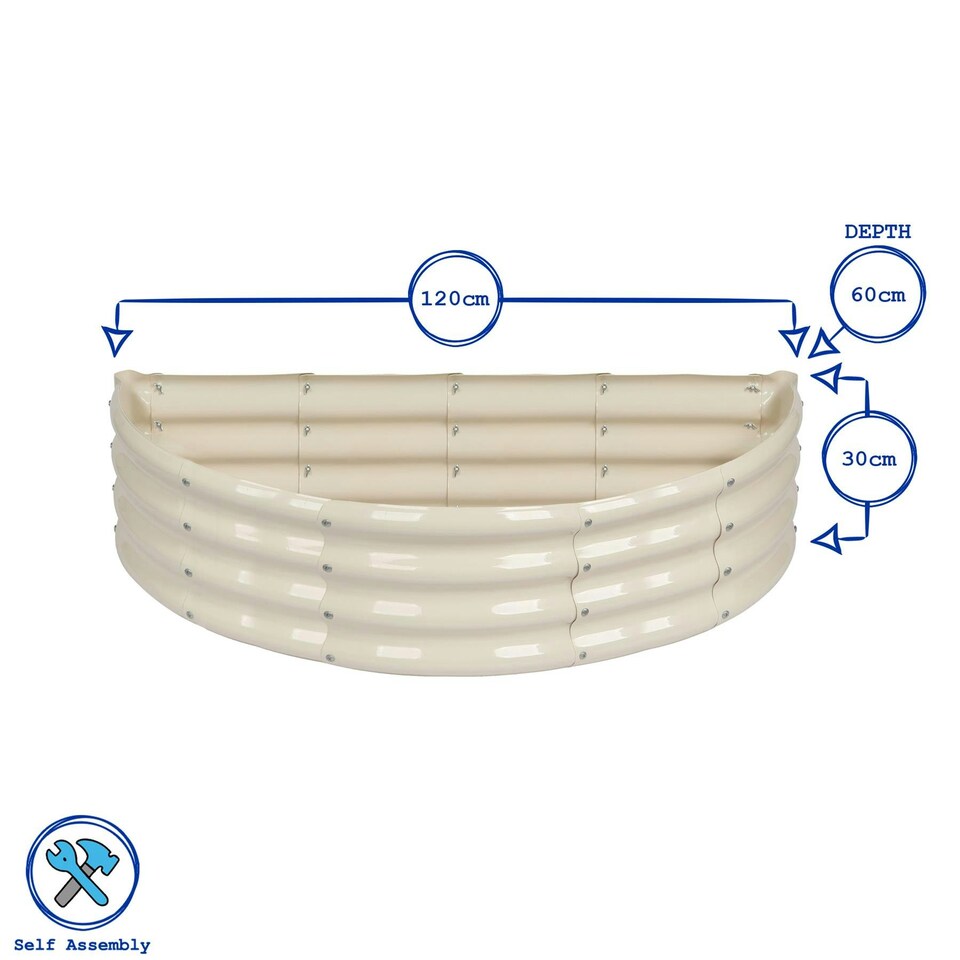 image 1 of Harbour Housewares Semicircular Steel Raised Beds - 120cm x 60cm - Green - 2pc