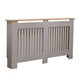 image 1 of Oypla Large Grey Wooden Slatted Grill Radiator Cover MDF Cabinet
