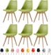 image 1 of Set of 6 Dining Chairs with Solid Wooden Legs and Seat Cushion Pads in Green - Eva by MCC