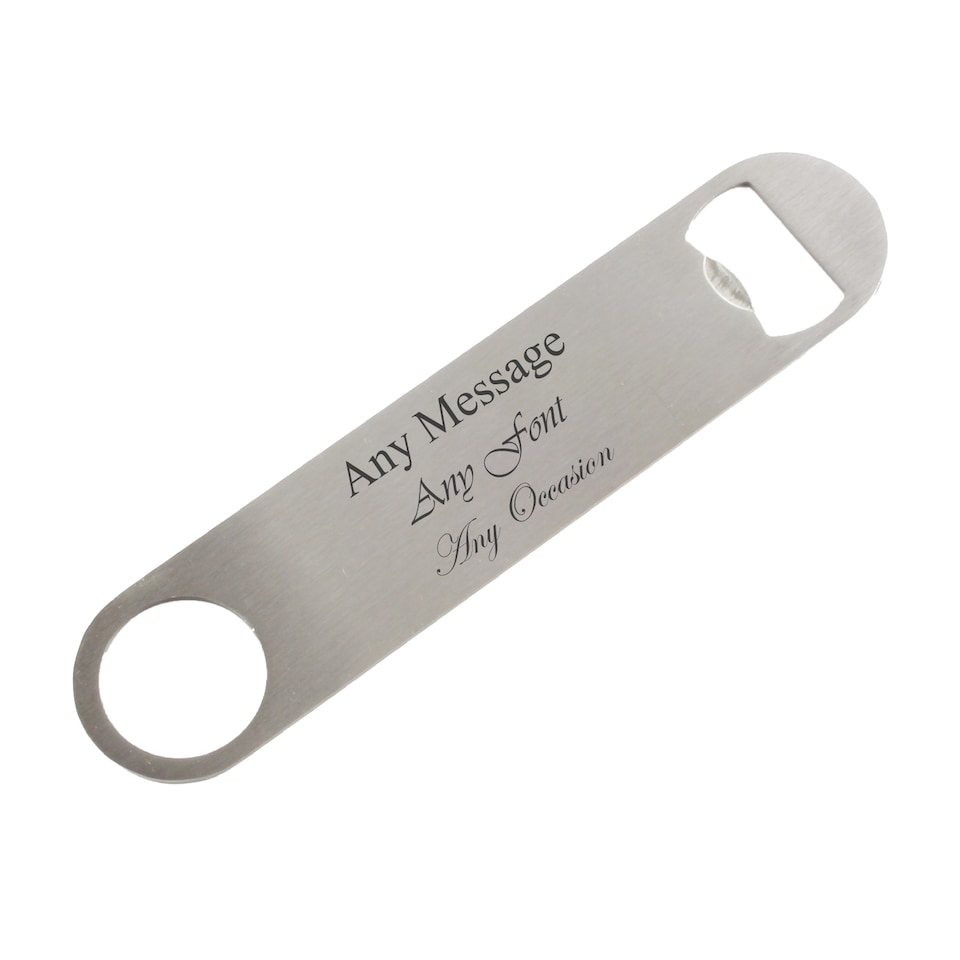 image 1 of Personalised Engraved Large Steel Bar Blade Bottle Opener for Friend
