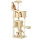 image 1 of PawHut 180cm Cat Tree, Multi-Level Large Cat Tower with 3 Sisal Scratching Posts, Condos, Plush Perches, Hammock, Ladder, Dangling Balls, Kitten Activity Centre for Kittens Playing Relaxing | Cream