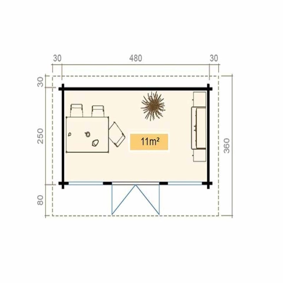image 1 of Dorset 73-Log Cabin, Wooden Garden Room, Timber Summerhouse, Home Office - L480 x W250 x H238.95 cm Brown