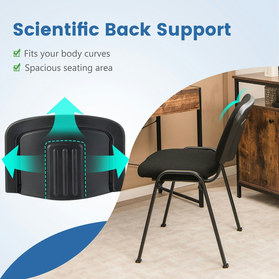 image 1 of COSTWAY Set of 5 Meeting Room Office Chairs Stackable Black
