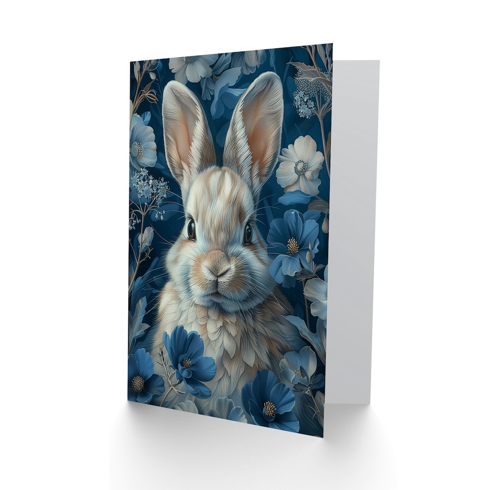 image 1 of Cute Bunny Flower Pattern Woman Rabbit Her Birthday Card