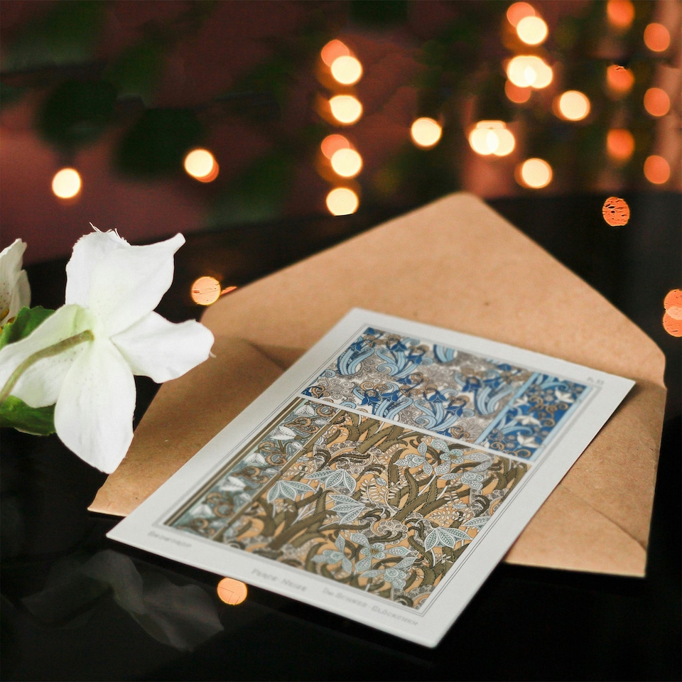 image 1 of Maurice Pillard Verneuil Art Card Snowdrops Art Nouveau Floral Patterns