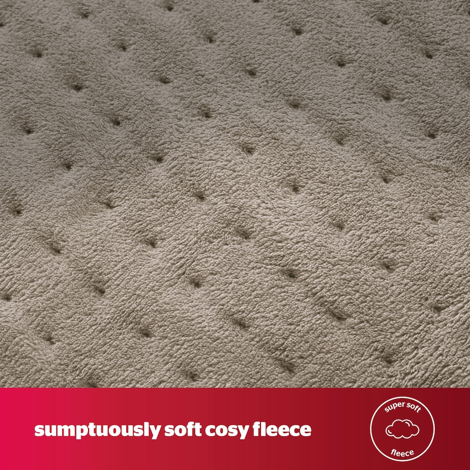 image 1 of Silentnight Comfort Control Heated Throw Fleece Electric Blanket Fast Heat Up, Natural